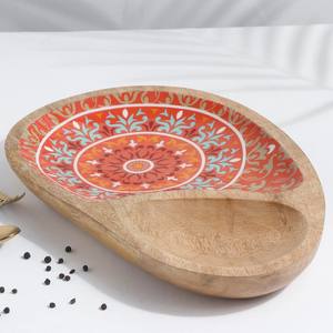 Unique shape <b>wooden</b> Enamel platter Chip & Dip Platter Handmade for snacks Chips Dip Nuts and Party Appetizers for home & party - Product Image 1