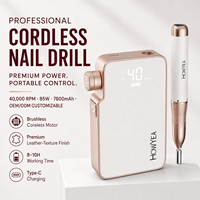 Taladro de Uñas Inalámbrico Profesional, 40000 RPM, 85W, Sin Escobillas, 40 Niveles de Velocidad, Textura de Cuero, Recargable, Máquina de Manicura y Pedicura