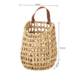 Panier suspendu en jacinthe d'eau avec sangle en similicuir, panier de rangement fait à la main, vente en gros, écologique, fabriqué par VgreenArt au Vietnam - Product Image 4