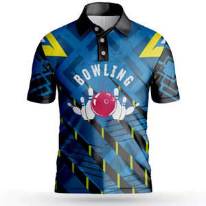 Chemise de bowling pour hommes personnalisée nouveau style impression par sublimation OEM chemises de bowling confortables à manches courtes et à séchage rapide avec logo - Product Image 6