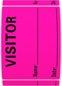 Autocollants de permis de visite rose, étiquettes d'identification nominative pour <span class=keywords><strong>visiteurs</strong></span>, autocollants de 2 x 3 pouces, 300 étiquettes par rouleau - Product Image 4