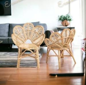 <b>Summer</b> Indoor Handmade Natural Rattan Flower Petal <b>Chair</b> Peacock <b>Chair</b> With Cushion Garden Outdoor Peacock Rattan <b>Chair</b> - Product Image 5
