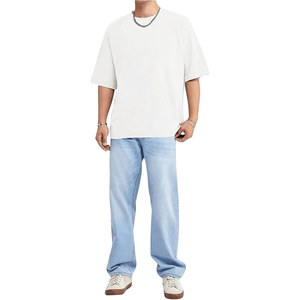 Camiseta Boxy Fit para hombre del fabricante 100% algodón antiarrugas cuello redondo con costuras en contraste camisetas de gran tamaño para hombre - Product Image 3