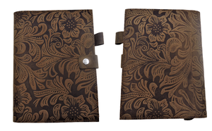 Diario de viaje de cuero de grano completo Vintage, cuaderno con patrón de flores en relieve, costura recargable, planificador diario, uso de oficina de negocios - Product Image 4