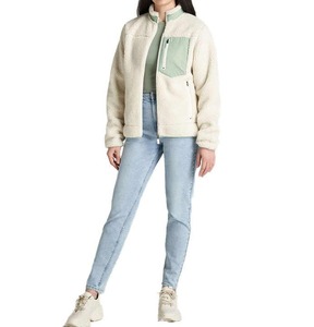 Veste polaire à manches longues pour femmes OEM fermeture éclair complète personnalisée vêtements d'hiver top ventes blocs de couleur coton rempli vente en gros - Product Image 3