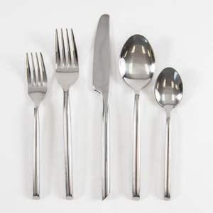 Ensemble de couverts pour salade en acier inoxydable poli miroir argenté, élégant, fabriqué à la main, avec poignées pliables - Product Image 2