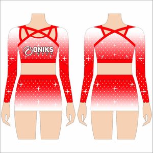 Venta caliente de mangas completas vestido de animadora diseño personalizado sublimación uniformes de porristas para niña - Product Image 3