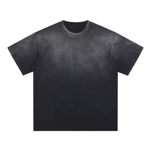 2025 nouvelle mode Logo personnalisé impression rétro 250gsm détresse surdimensionné hommes T-Shirt 100% coton lourd lâche Style Vintage - Product Image 1