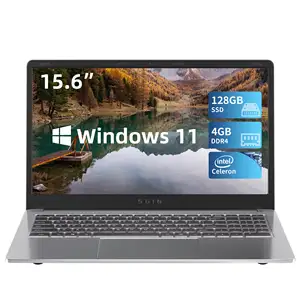 15.6英寸Win 11笔记本电脑，配有赛扬四核处理器、4gb DDR4内存、128gb固态硬盘、UHD图形600、网络摄像头、wi-fi、4.2、USB3.0