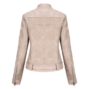 Chaquetas de Cuero Genuino para Mujer, de Primera Calidad, Hechas a Medida, Transpirables, Modernas, Teñidas, Tejidas, Servicio Personalizado OEM - Product Image 3