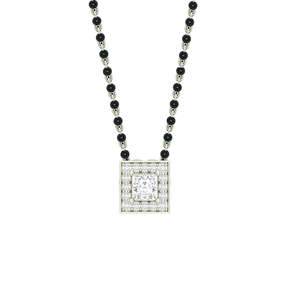 Collar Mangalsutra Geométrico Chapado en Oro sobre Plata, Cadena Étnica Religiosa con Cuentas, Diamantes y Perlas, Regalo para Esposas - Product Image 1