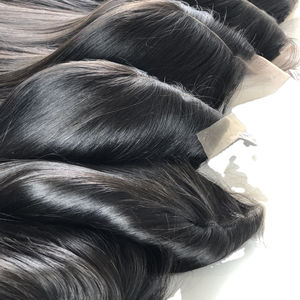 Fermeture en dentelle noire droite résistance aux hautes températures perruques de cheveux humains vietnamiens Remy traitement chimique aucun - Product Image 1