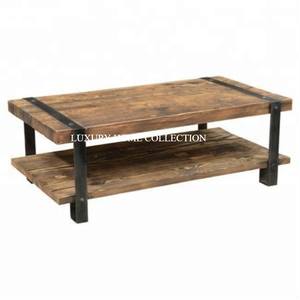 Table basse en bois de chêne Table basse de luxe en fer pur pour restaurant et hôtel de mariage classique Table basse de forme personnalisée - Product Image 1