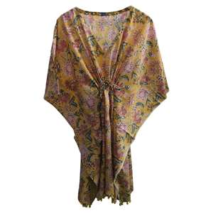 Vestido Kaftán 100% Algodón para Mujer, Talla Única, Kimono de Noche, Túnica con Estampado a Mano, Tejido Suave, Cierre con Botones, para Damas de Honor en Verano - Product Image 2