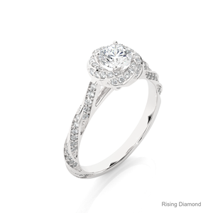 0,55 Ct Round Cut Lab Grown Halo Gold CVD Diamond Anillo de compromiso Regalo de aniversario para ella - Product Image 6