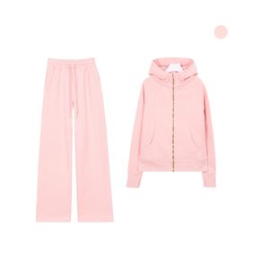 Ensembles de yoga solides en gros, 2 pièces, sweat-shirt à capuche zippé et veste de sport pour femmes, 100% coton - Product Image 5