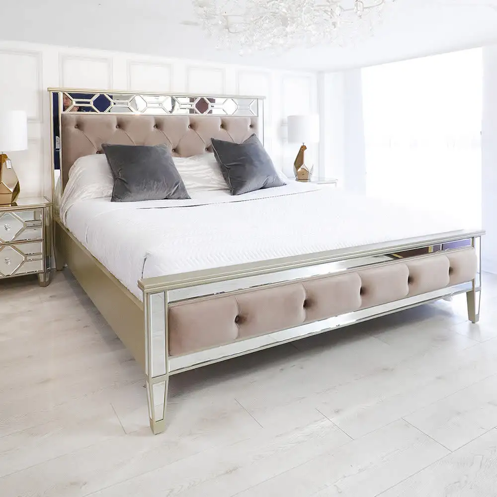 木製の家庭用家具ベッドから作られたフレンチスタイルのミラーベッド