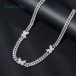 Venta caliente 925 Plata 14K chapado en oro 6mm mariposa cadena cubana gargantilla para mujer - Product Image 3