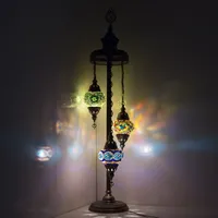 Lampe sur pied LED turque à 7 globes, abat-jour en verre fait main pour mosaïque en vitrail, base ottomane, design méditerranéen, salon