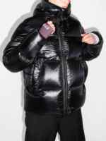Manteau coupe-vent épais et chaud unisexe Veste bouffante à col et capuche en fibre de polyester rembourrée fermeture éclair grande taille