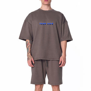2025 Top vente surdimensionné goutte épaule tenue décontracté été ensemble haute qualité respirant boxy fit T-shirt et ensemble court - Product Image 1