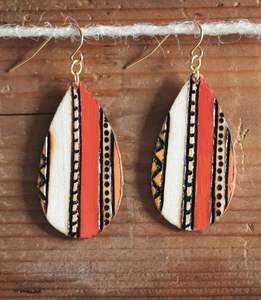 FRIENDLY Gold Foil <b>Black</b> White Resin <b>Heart</b> Shape Earrings Square Round Geometric Wooden Resin Drop Earrings - Product Image 6