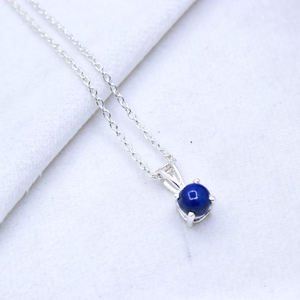 925 Plata mejor calidad Natural lapislázuli redondo cabujón corte piedra preciosa punta conjunto chapado en oro colgante collar regalo para mujer - Product Image 1