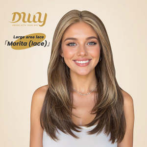 Peluca Sintética Morita-DWY 13*4 con Frente de Encaje sin Pegamento para Mujer, 16 Pulgadas, Larga, Lisa, Marrón con Reflejos - Product Image 5