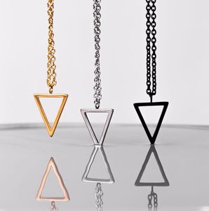 Elegante acero inoxidable negro triángulo colgante collares hombres joyería personalidad Hip-hop colgante collar - Product Image 6