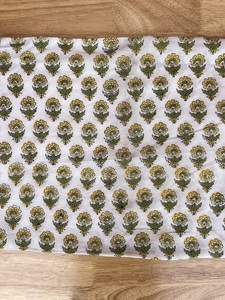 Tissu indien fait à la main en coton Jaipur Sanganeri tissu imprimé à la main matière première tissu pour robe vente en gros - Product Image 6