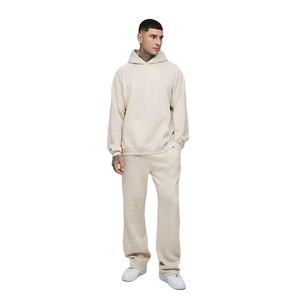Ensemble de survêtement unisexe en molleton épais 450 g/m² avec pantalon plissé et sweat à capuche oversize à manches raglan, personnalisable avec logo, grandes tailles, pour l'hiver - Product Image 1
