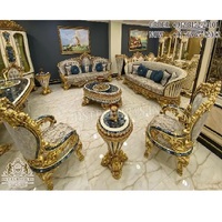 Juego de Muebles de Sala de Estar de Lujo Royal Kingdom, Estilo Barroco Americano y Maharaja, Madera de Teca, Sofá de 8 Plazas