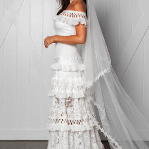 เดรสแม็กซี่ลูกไม้เปิดไหล่สำหรับผู้หญิงเก๋ไก๋ - Product Image 4