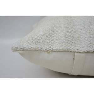 Coussin en laine beige Kantha patchwork 16x16 pouces tissé motif vintage rustique - Product Image 4