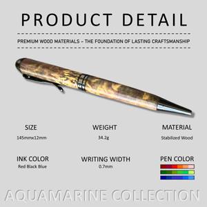 Bolígrafo ejecutivo de lujo hecho a mano de 0,7mm Colección única de Aguamarina Burl Estabilizado Madera Ejecutivo Twist Promociones - Product Image 2