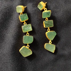 Emerald Green Gemstone Earring For Women 925 Sterling Silver Jewelry Wholesale Customised Bezel Jewels Manufacturer