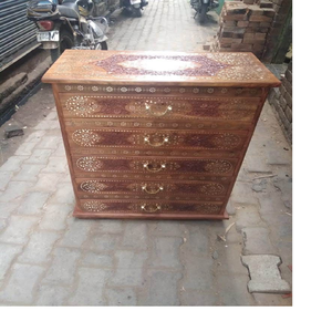 Tiroirs en bois sculptés à la main sur mesure avec laiton émaillé idéal pour les magasins de décoration intérieure à vendre - Product Image 6