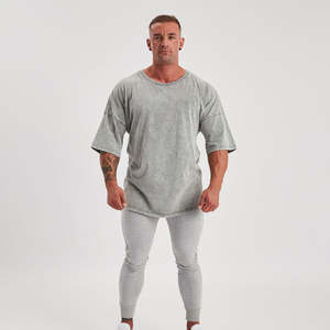 T-shirt rétro en coton 230g, épaules dénudées, manches courtes, pour homme et femme, haut ample lavé, vêtement extérieur, lourd et confortable, ajusté pour la salle de sport - Product Image 6