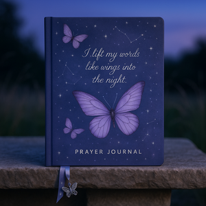 Diario di preghiera LABON celeste farfalla alzo le mie parole come ali nel diario cristiano viola taccuino devozionale notte - Product Image 1