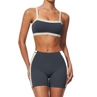 Nouvel ensemble de yoga color-block pour femme, tenue de fitness deux pièces ajustée et extensible pour l'extérieur, ensemble élégant de vêtements de sport pour le Pilates