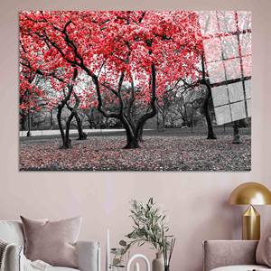 ผ้าใบพิมพ์ลาย: ภาพศิลปะต้นไม้ดอกไม้สีแดงสำหรับตกแต่งห้องนอนอย่างหรูหรา, ศิลปะบนกระจกนิรภัย - Product Image 1