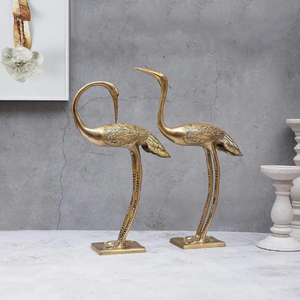 For Love Bird Flamingo Showpiece Set 9 \ "X 3,5 \" X 16 \ "Latón Flamingo 11 \" X 3,5 \ "X 17 \" Ocasión de cumpleaños de flamenco vertical - Product Image 2