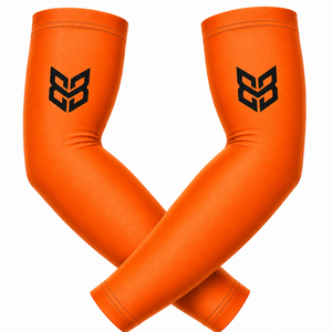 White Unisex <b>Arm</b> <b>Sleeves</b> With Black Logo Anti-Uv <b>Compression</b> Cycling Gear Adult Size Spandex Polyester Material - Product Image 5
