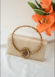 Couleur blanche de qualité supérieure avec poignée de couleur sac à main en résine pour femmes pochette avec poignée ronde dorée par l'exportateur indien au bas - Product Image 4