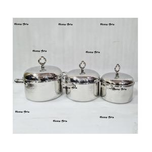 Lot de 3 casseroles différentes en bois et nacre avec couvercle en acier martelé - Product Image 6