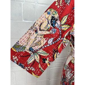 Kimono long en coton Kantha Reine pour femme, vert pastel, avec design réversible, idéal comme cache-maillot de bain. - Product Image 4