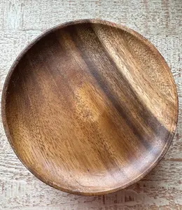 Assiette de présentation ronde en bois d'acacia fait à la main plateau de service en bois naturel vaisselle décor assiette de présentation assiette de présentation en bois - Product Image 1
