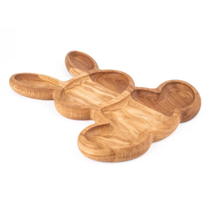 Plato de Madera con Forma de Conejo para Niños Pequeños, Bandeja de Comida Infantil Dividida de Madera de Acacia y Mango, No Tóxica, Hecha a Mano para Fiestas - Product Image 3