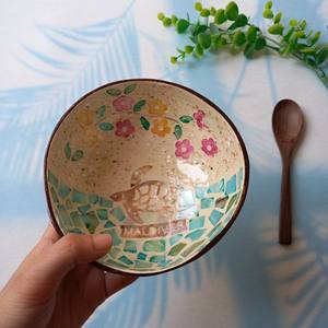 Bol de noix de coco avec nacre incrustée Style mignon bol de noix de coco de salade de haute qualité article décoratif par Vitratro - Product Image 3