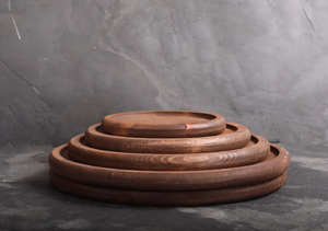 Assiettes de présentation en bois massif faites à la main les plus vendues décorations de mariage populaires polies ensembles de plats durables-commande minimum 50pcs - Product Image 4